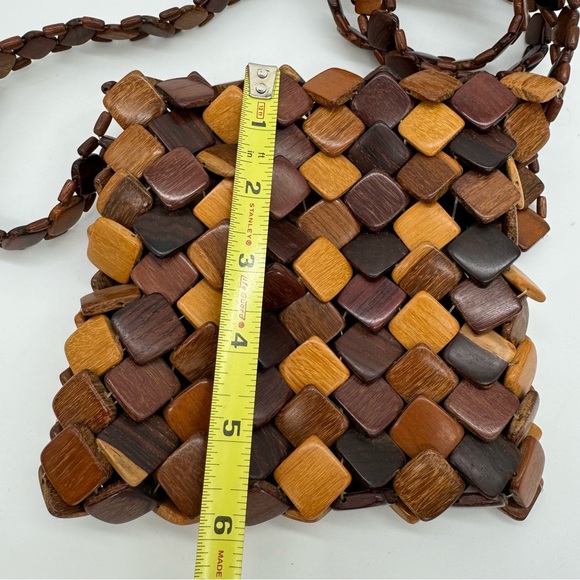 Vintage Wood Abstract Tile Shoulder Bag - Picture 5 of 8